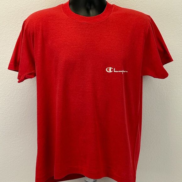 Vintage Champion T Shirt Mens Large Logo Single Stitch 80s Graphic Tee Red - Picture 2 of 8